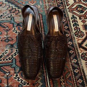 Enzo Angiolini Woven Leather Slingbacks